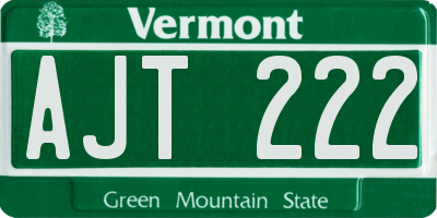 VT license plate AJT222