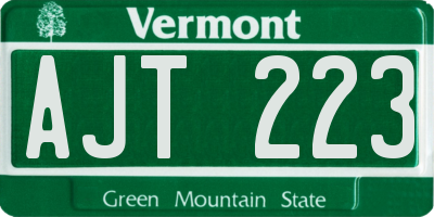 VT license plate AJT223