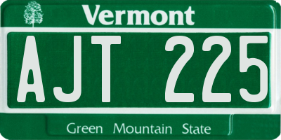 VT license plate AJT225