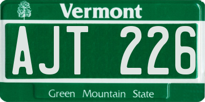 VT license plate AJT226