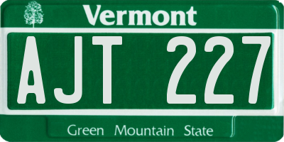 VT license plate AJT227