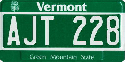 VT license plate AJT228