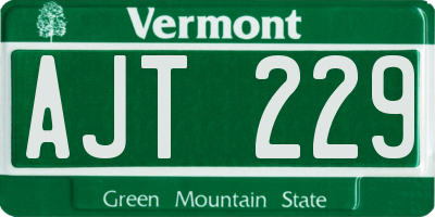 VT license plate AJT229