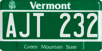 VT license plate AJT232