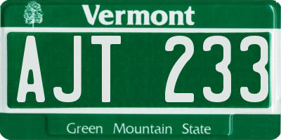 VT license plate AJT233