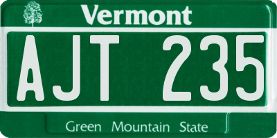 VT license plate AJT235