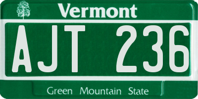 VT license plate AJT236