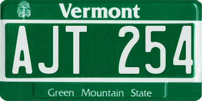 VT license plate AJT254