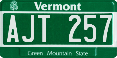 VT license plate AJT257