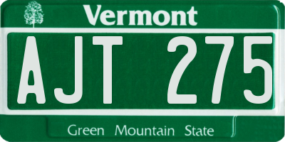 VT license plate AJT275