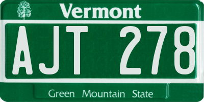VT license plate AJT278