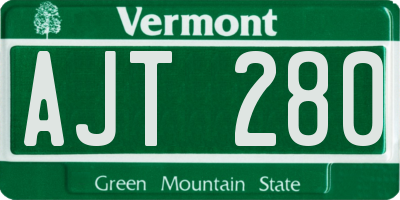 VT license plate AJT280