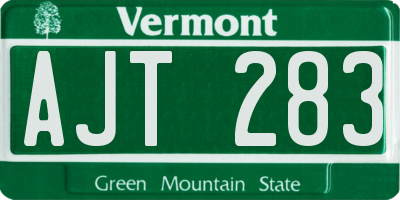 VT license plate AJT283