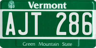 VT license plate AJT286