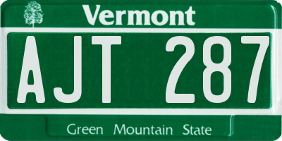 VT license plate AJT287