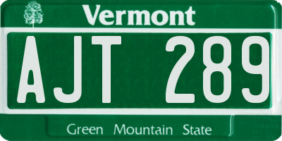 VT license plate AJT289