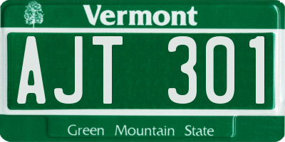 VT license plate AJT301