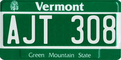 VT license plate AJT308