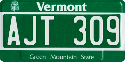 VT license plate AJT309