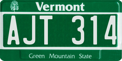 VT license plate AJT314