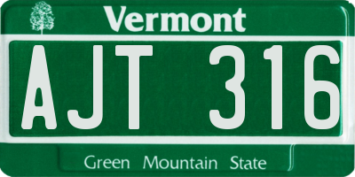 VT license plate AJT316