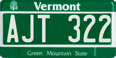 VT license plate AJT322