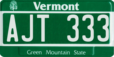 VT license plate AJT333