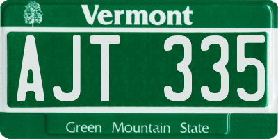 VT license plate AJT335