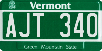 VT license plate AJT340
