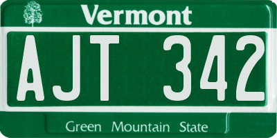 VT license plate AJT342
