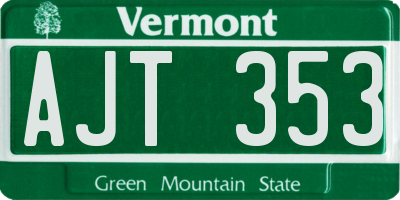 VT license plate AJT353