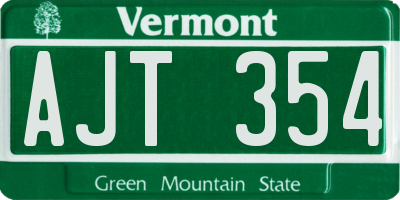 VT license plate AJT354