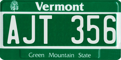 VT license plate AJT356