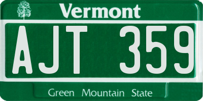 VT license plate AJT359