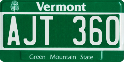 VT license plate AJT360