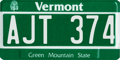 VT license plate AJT374
