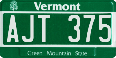 VT license plate AJT375