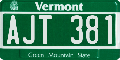 VT license plate AJT381