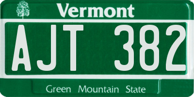 VT license plate AJT382