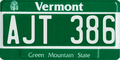 VT license plate AJT386