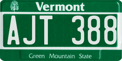 VT license plate AJT388