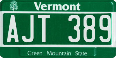 VT license plate AJT389