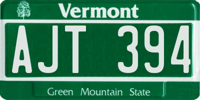 VT license plate AJT394