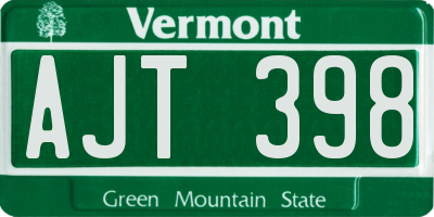 VT license plate AJT398