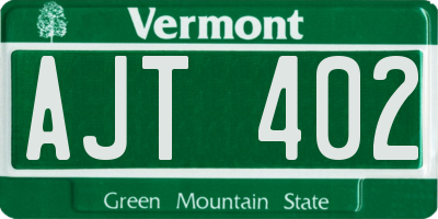 VT license plate AJT402