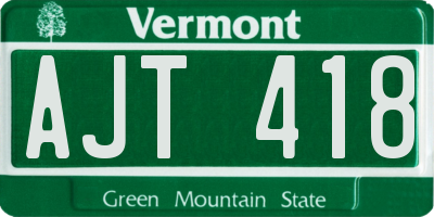 VT license plate AJT418