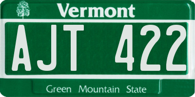 VT license plate AJT422