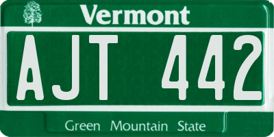 VT license plate AJT442