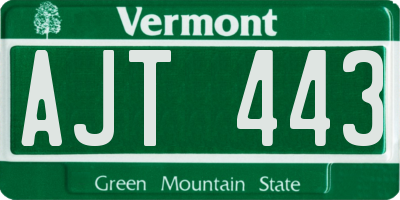 VT license plate AJT443