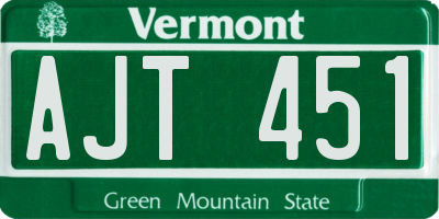 VT license plate AJT451